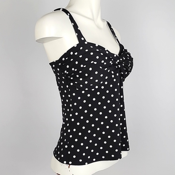 Joseph Ribkoff Women's Black Sleeveless Top White Polka Dots Size 10 - Picture 2 of 15